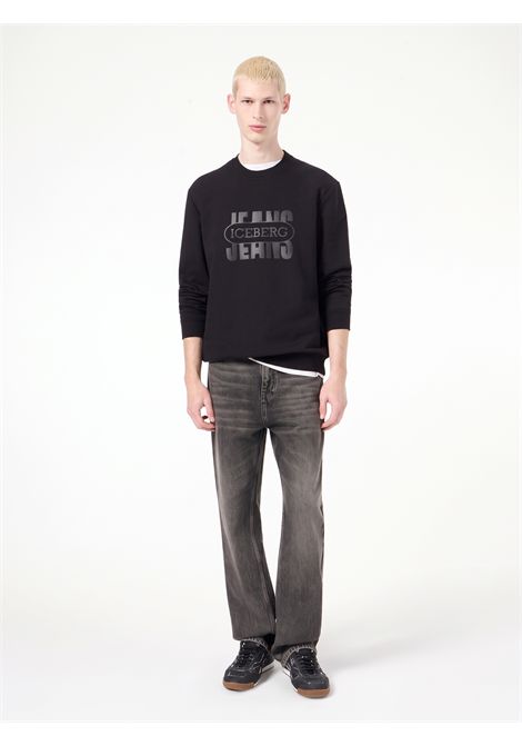Felpa in cotone con stampa nero ICEBERG | E012 63299000